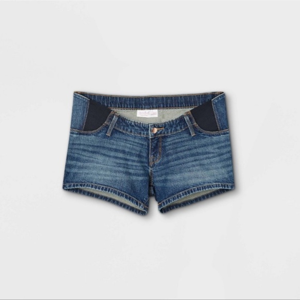 2/$20   Isabel Maternity Side Panel Midi Maternity Jean Shorts - Medium Wash